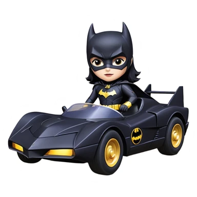 scale racing sexy fitted Batgirl’s masculine midnight-colored tight outfit 1970’s tv style dark knight stealthy accurate sporty safe plush deluxe off-road pursuit drifting F1 car lexus (black hair, shoulders back against seat) rally sticker