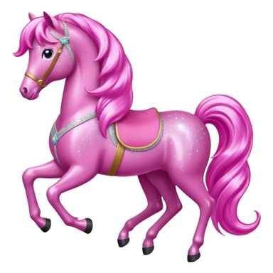 a pink barbie sparkling horse emoji sticker