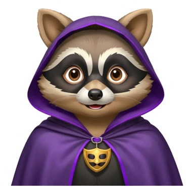 . l'expression du visage du raton est ultra surpris "shock" alors ce raton laver doit être équipé d'une cape de thieving noir avec trim bordure mauve comme dans le jeu old school runescape. au centre de la cape une icone de masque de voleur est visible  sticker