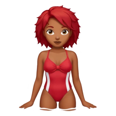 black woman in bathing suits with red hair sticker