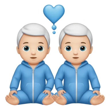 Twin baby boys with blue onesies on sticker
