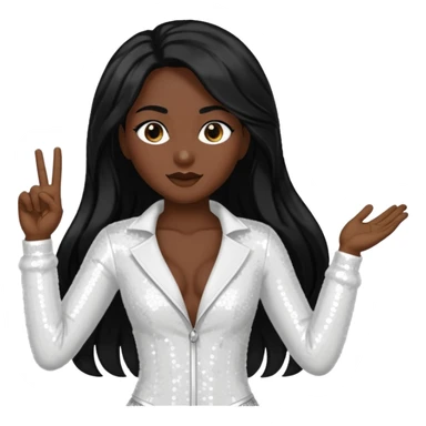 Victory from Vampirella with dark skin, long black hair, white sequin outfit sticker