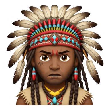 Black American man dark brown with dreads with a American Indian headdress with a mad face  sticker
