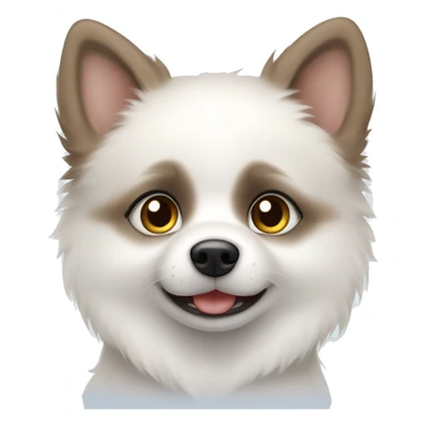 white pomsky puppy with brown ears and eyes sticker