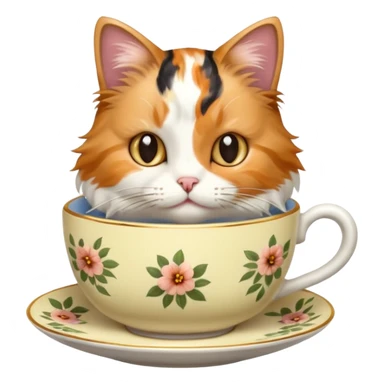 Cat in a tea cup sticker