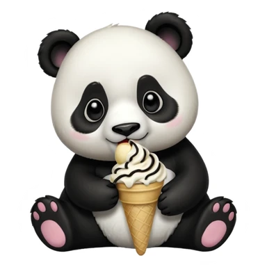Panda eating ice cream sticker