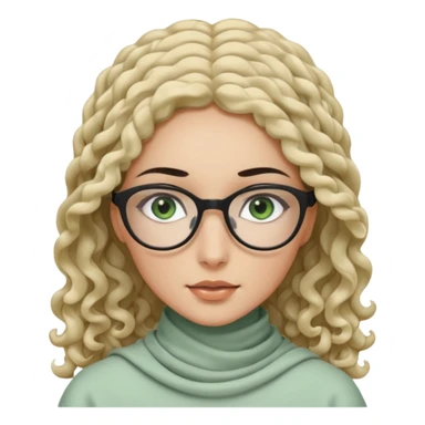 White hijabi girl with black eyes and black long hair white girl and black eyes wearing glasses and a white skin girl with curly honey hair and green eyes sticker
