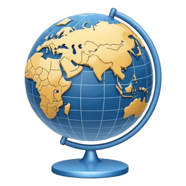 Minimal 3D emoji style globe combined with stock market chart, global financial market icon, clean professional look, neutral blue and gray tones, simple shading, transparent background, modern design, no flags, no text sticker