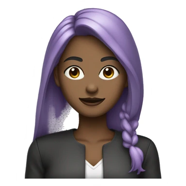 Mulher morena com óculos de grau roxo,  cabelo preto liso longo  sticker