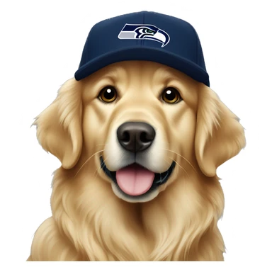 Golden Retriever with Seattle Seahawks Hat sticker