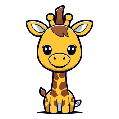 A scheming giraffe with narrow, gleaming eyes, a wide, toothy grin, and a menacing aura. Add a subtle shadow under the eyes for extra villainy. Perfect for 'troll' or 'evil laugh' emotes. sticker