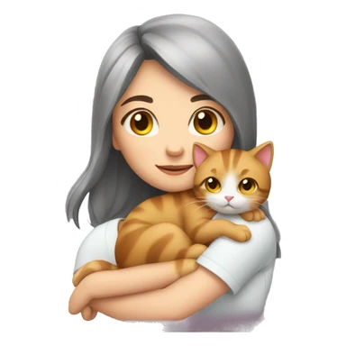 Girl cuddle taby cat sticker