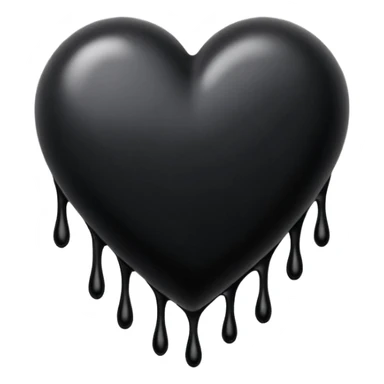black ink blob heart emoji with ink streaks, isolated on white background, grunge, like pen stroke sticker