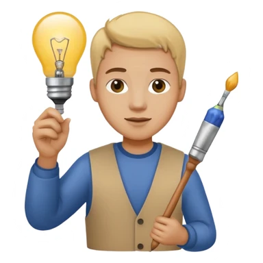 person with a lightbulb and paintbrush sticker