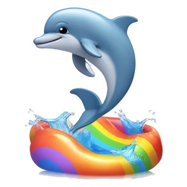 Dolphin swimming in a rainbow pool  sticker