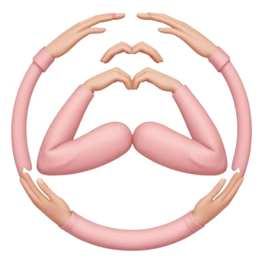 Two stylized arms forming a soft circle, as if hugging an invisible person. Warm pastel palette, minimal details. sticker