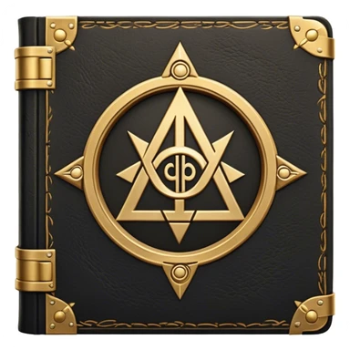 A black and gold book with an aged leather texture, embossed with an alchemical symbol, a compass, or a forging hammer, exuding wisdom, mastery, and the relentless pursuit of greatness. - book on mastery  sticker