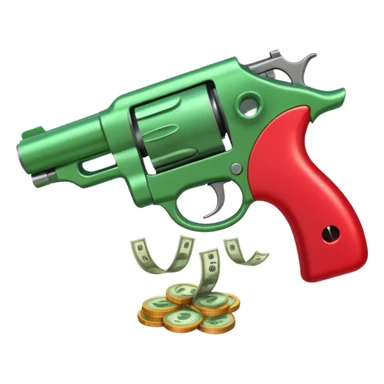 Dollars are pouring out of a red TikTok money-spinning gun sticker