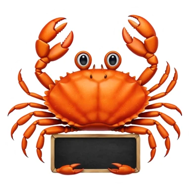 A crab holding a large blank sign sticker