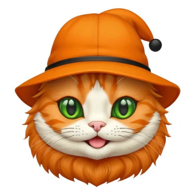 Orange cartoon Katze mit schwarzem melonenhut sticker