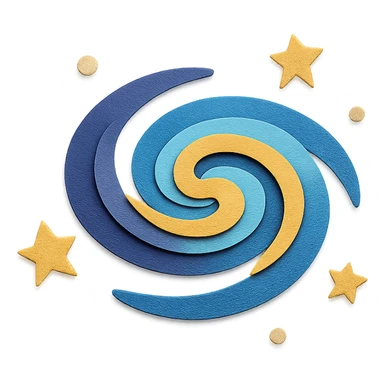 milky way galaxy with layered paper look and stars in paper craft style sticker