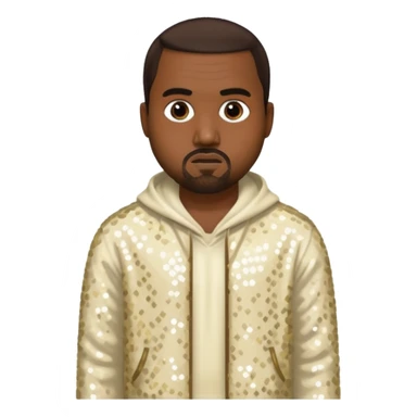 Kanye West with dark brown hair, cream sequin outfit sticker