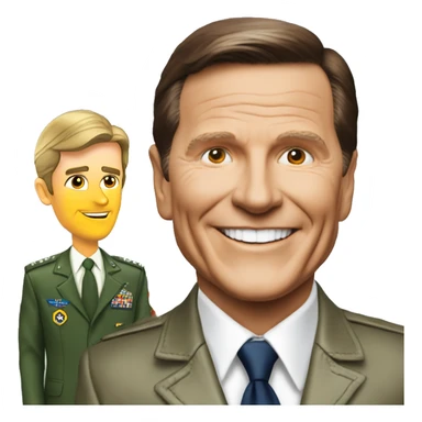 Kenneth Copeland in aviator clothes in front of a jet sticker