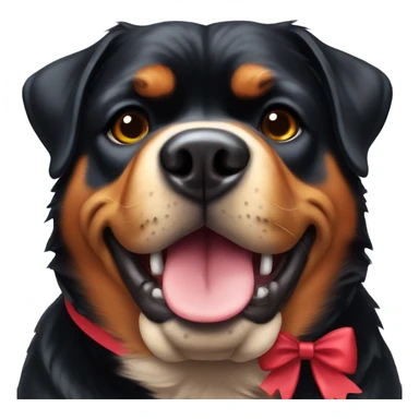 Rottweiler wearing a bow sticker