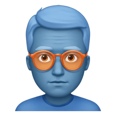 blue skinned orange glassed man sticker