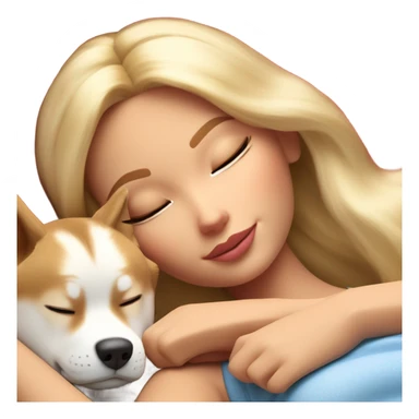 Pretty blonde Barbie napping with red Siberian Husky  sticker
