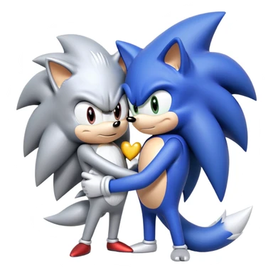 Sonic the Hedgehog and Silver the Hedgehog hugging each other sticker