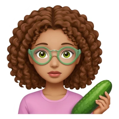 lightskin girl having a spa day with green skincare clay mask and ,cucumbers on her eyeballs  and brown curly hair and a pink shirt  sticker
