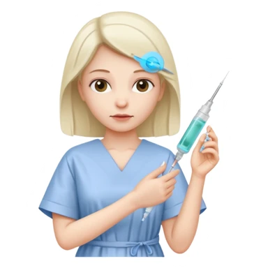 sick woman getting syringe shot arm sticker