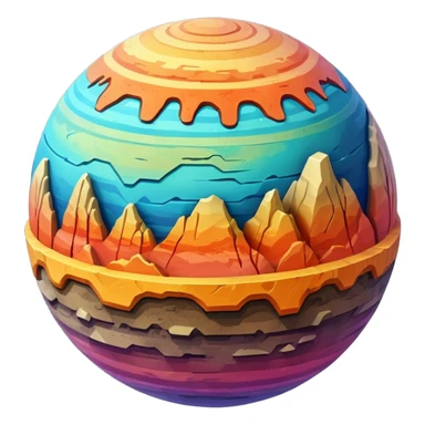 Planet separated into layers sticker