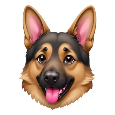 German shepherd with tan and black fur, tongue out, head tilted  sticker