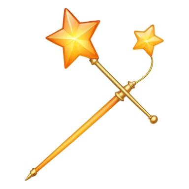 Classic magic wand like Apple's emoji but with yellow stars featuring a smooth yellow-to-orange gradient, sparkly magical effect sticker