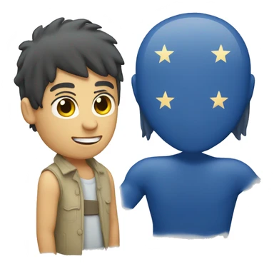 mono azul y estrella sticker