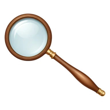 A classic magnifying glass with a wooden handle sticker