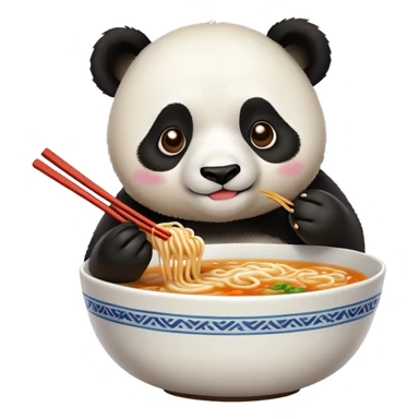 Panda eating ramen sticker