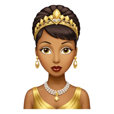 Josephine Baker with dark brown hair, gold outfit sticker