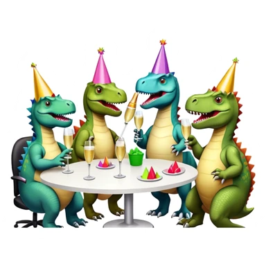 office dinosaurs celebrating birthday sticker