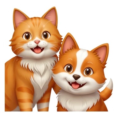 Excited happy cat being greeted by a friendly dog sticker