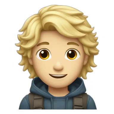 a dark hair boy with a long blond hair boy sticker