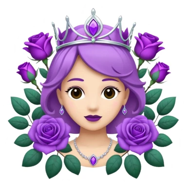 Purple rose with silver tiara and a purple emblem leaf wreath sticker