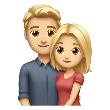 boyfriend with light brown hair and brown eyes and girlfriend with blonde hair and hazel eyes hugging eachother with heart around them  sticker