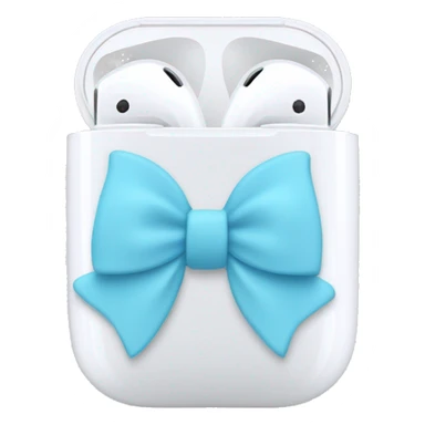 white airpod maxs with light blue bow sticker