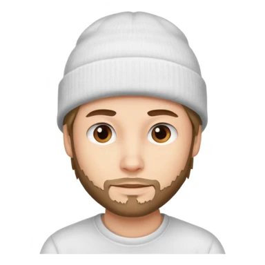 A guy head with white beanie sticker