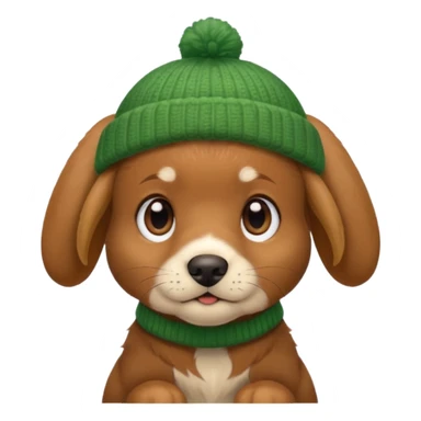 Dog in Green Beanie – brown puppy with floppy ears and cozy beanie. sticker