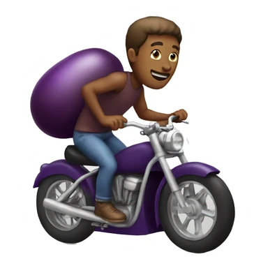 man riding an eggplant bike sticker