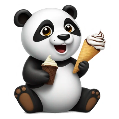 Panda eating chocolate ice cream  sticker